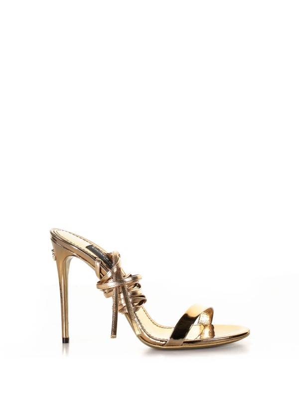 Mirror effect leather sandal