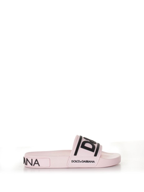 Rubber beachwear slides with logo