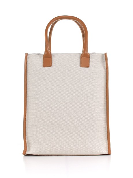 Bag in canvas with contrast profile in leather