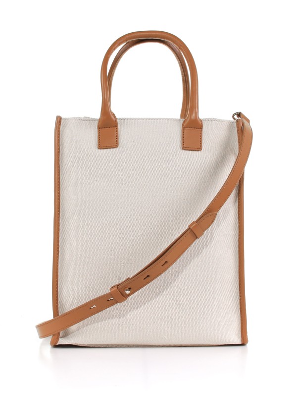 Bag in canvas with contrast profile in leather