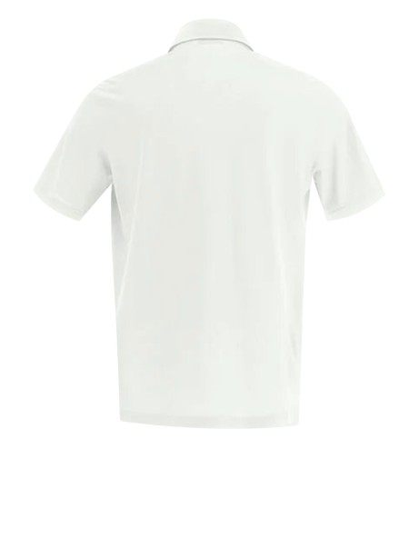 White polo shirt in voile crêpe jersey