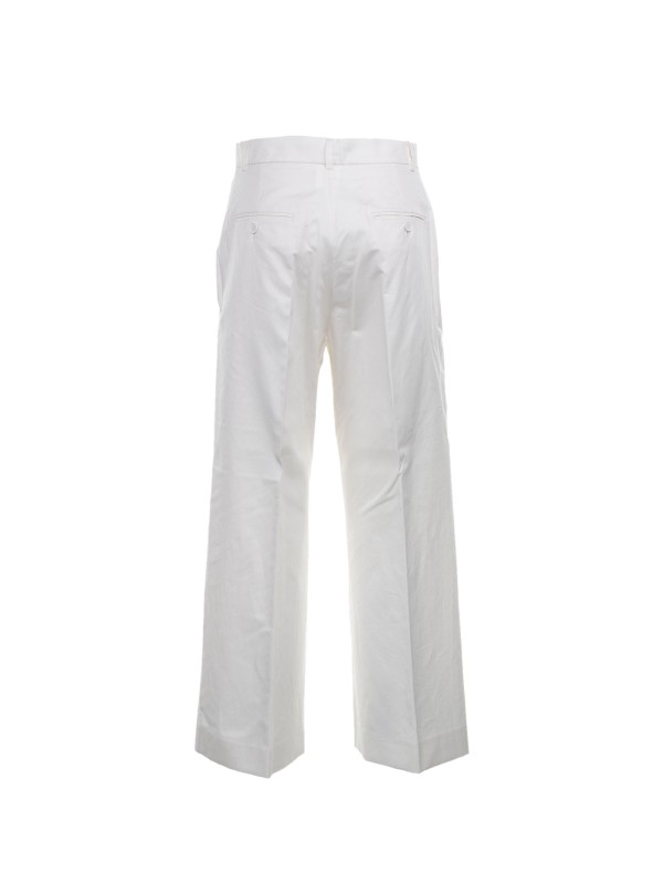 Pantalone in cotone bianco a vita alta
