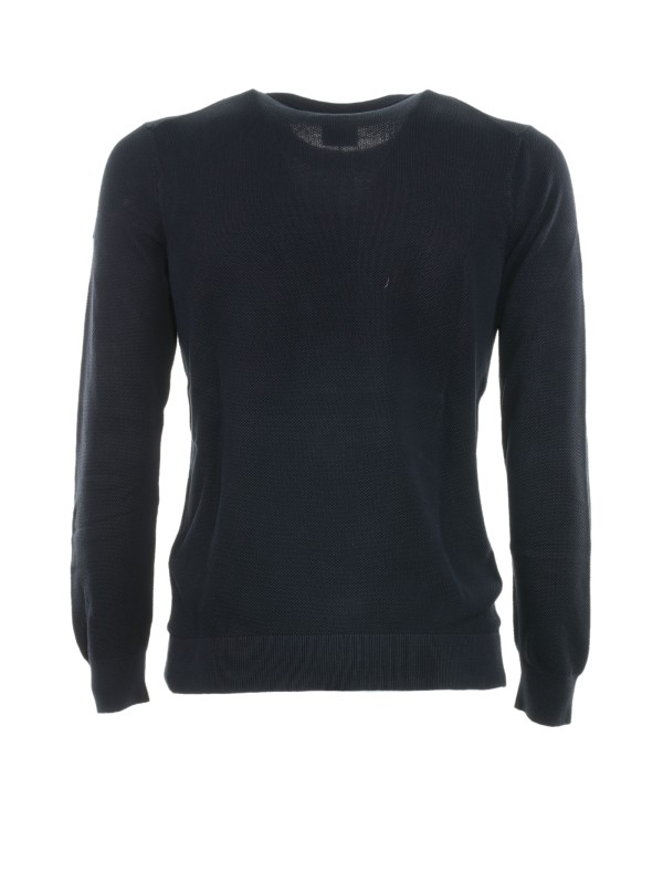 Blue crewneck sweater in cotton