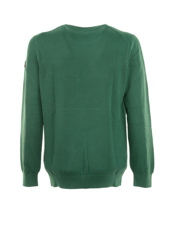 Green crewneck sweater in cotton