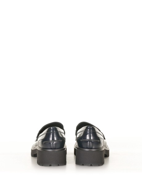 Blue leather loafers