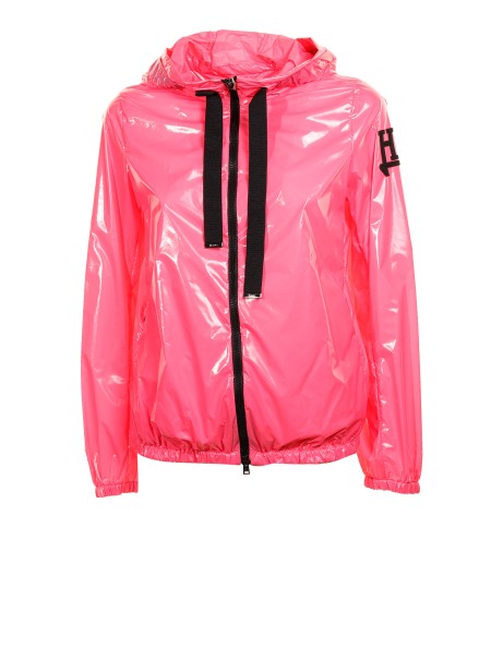 Pink jacket in shiny gloss fabric