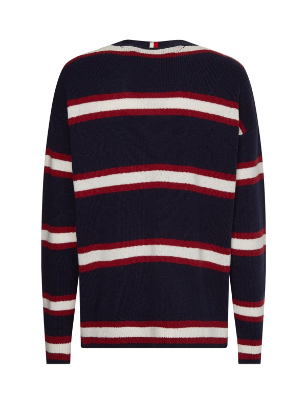 Striped monogram crewneck