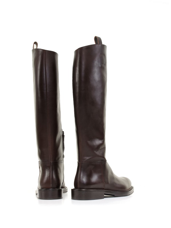 Stivale in pelle con mezza zip