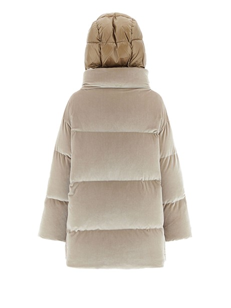 Giaccone in velluto con maxi coulisse