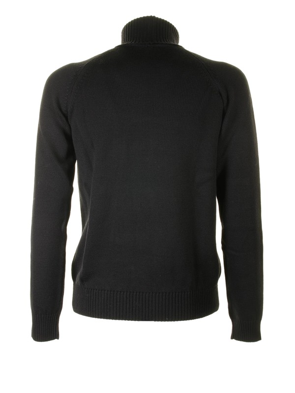 Black turtleneck with ribbed details