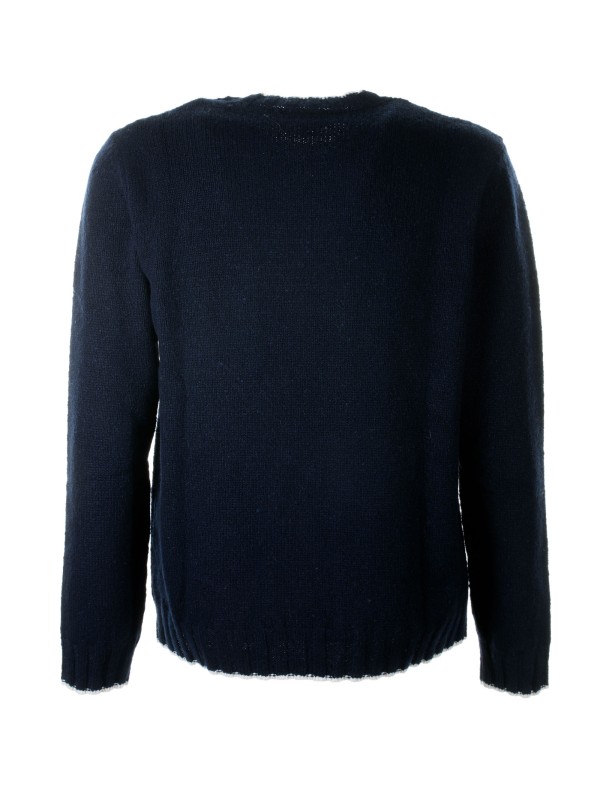 Maglia girocollo blu con taschino