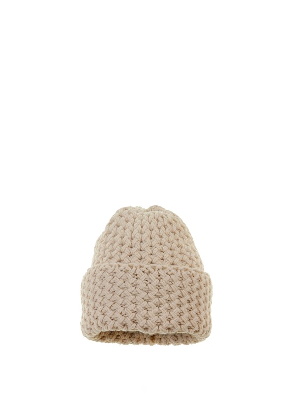 Beige honeycomb beanie
