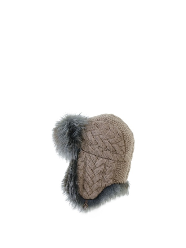 Cappello aviatore in puro cashmere lavorazione a trecce