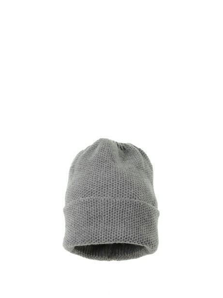 Cappello in puro cashmere a nido d'ape con doppio risvolto