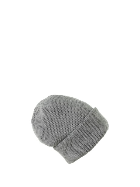 Pure cashmere honeycomb hat with double turn-up