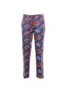 High-waisted trousers with multicolor print