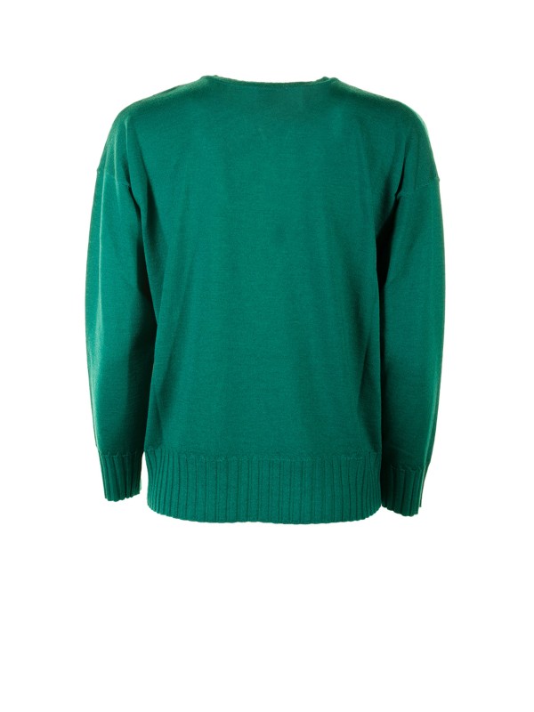 Maglia verde smeraldo con scollo a V