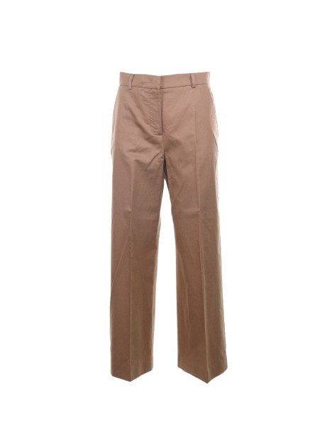 Pantalone in cotone marrone a vita alta