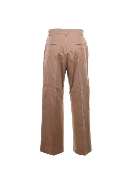 Pantalone in cotone marrone a vita alta 2