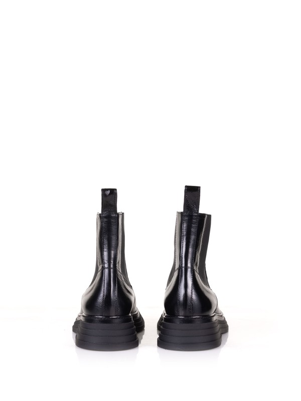 Black leather ankle boot