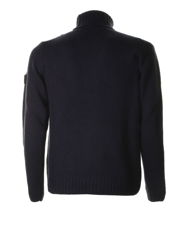 Blue turtleneck woven with logo