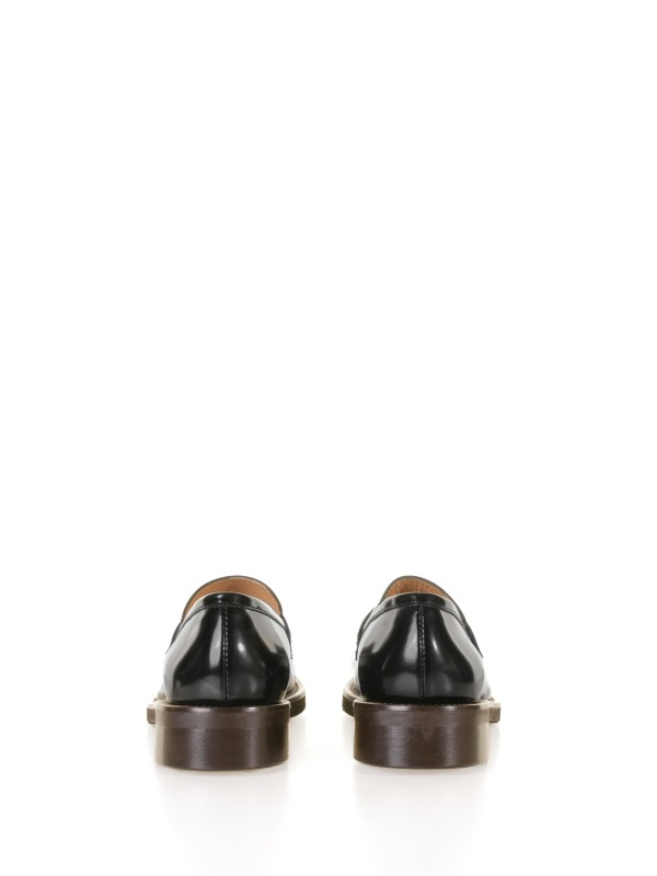 Black brushed leather loafer