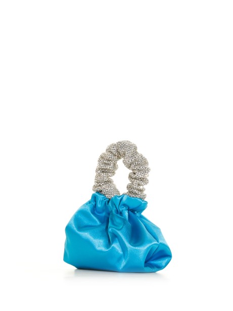 Pochette in raso blu con strass 2