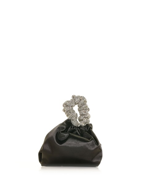 Pochette in raso nero con strass Pochette in raso nero con strass