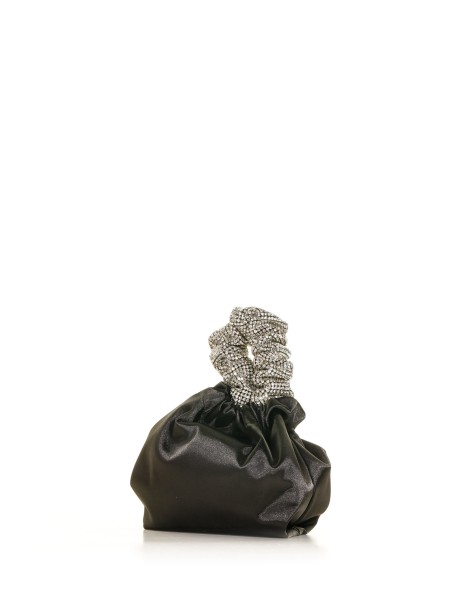 Pochette in raso nero con strass 2