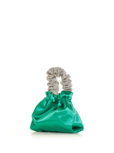 Pochette in raso verde con strass 2