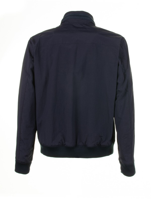 Navy blue jacket with zip and collar