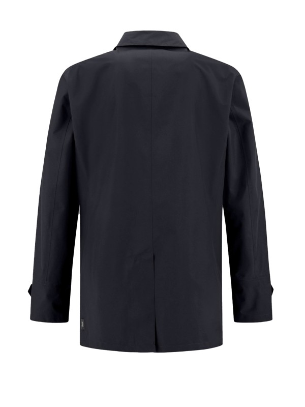 Black trench coat with buttons and collar