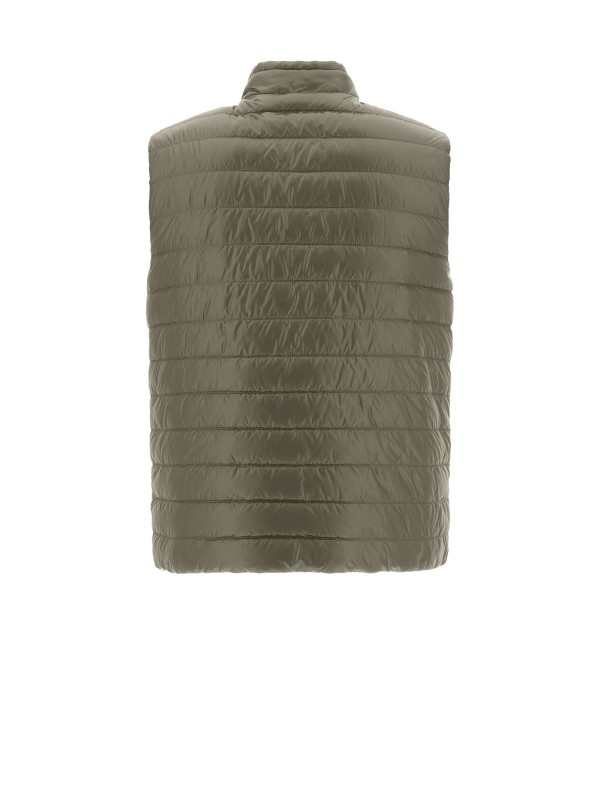 Green quilted vest with zip