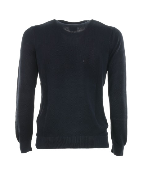 Maglia girocollo blu in cotone 2