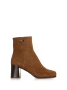 Suede ankle boot with logo