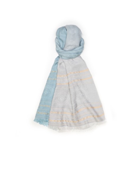 Light blue scarf with contrasting stripes
