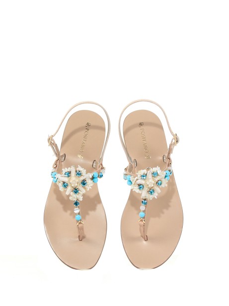 Thong sandal with jewel detail