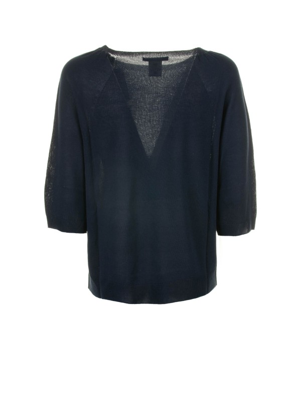 T-shirt blu con maniche a 3/4