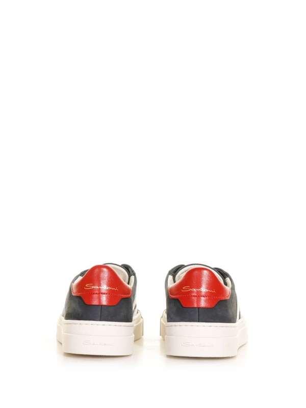 Double buckle sneaker in leather