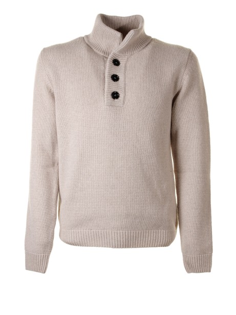 Maglia beige a collo alto con bottoni Maglia beige a collo alto con bottoni