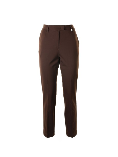 Pantalone chino marrone a vita alta