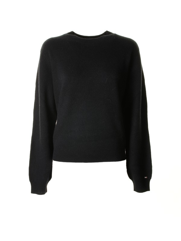 Black crew-neck sweater with mini logo Black crew-neck sweater with mini logo