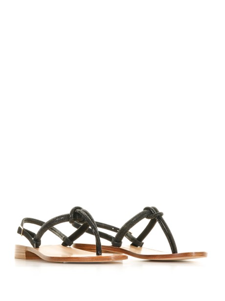 Sandalo infradito con strass nero 2