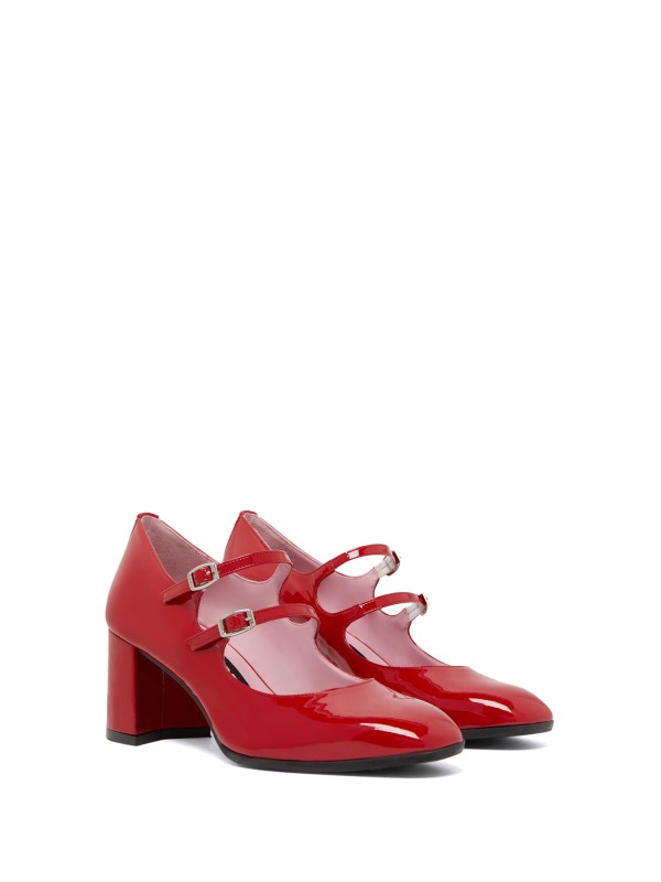 Red patent leather strap