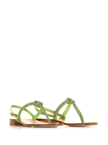Flip-flop sandal with green rhinestones 2