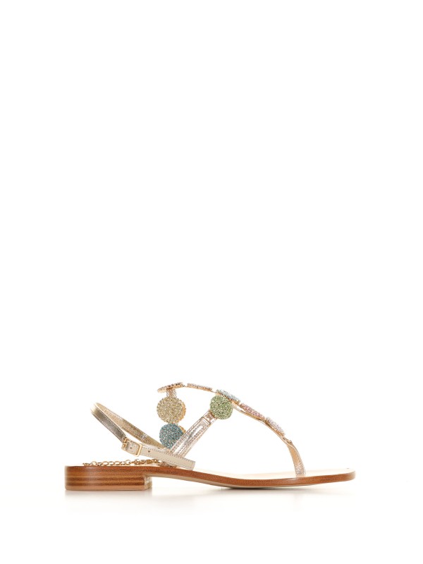 Sandalo infradito con strass multicolore Sandalo infradito con strass multicolore