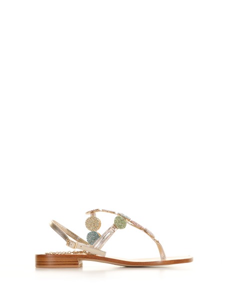 Sandalo infradito con strass multicolore Sandalo infradito con strass multicolore