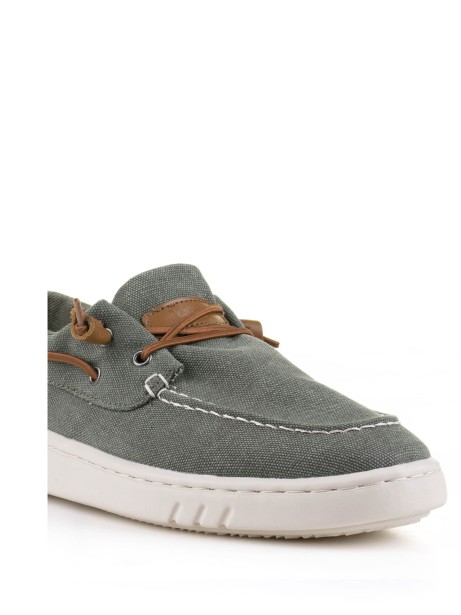 Green fabric boat shoe