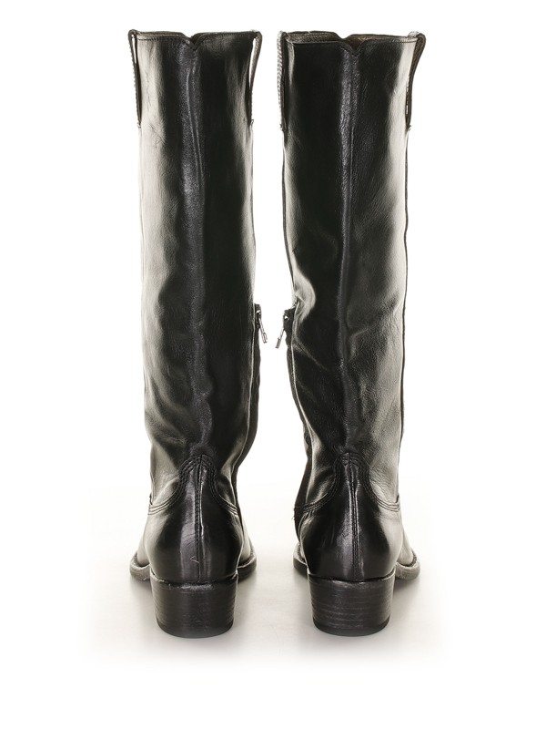Black leather high boot