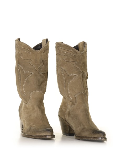 Beige suede high Texan boot 2